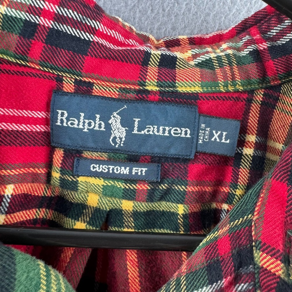 Ralph Lauren Rugby Shirt Mens XL Red Cotton Long Sleeve Flannel Button Up - Picture 3 of 10